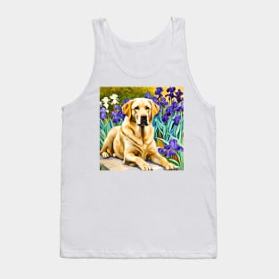 Labrador Retriever Amongst Blue Irises Tank Top